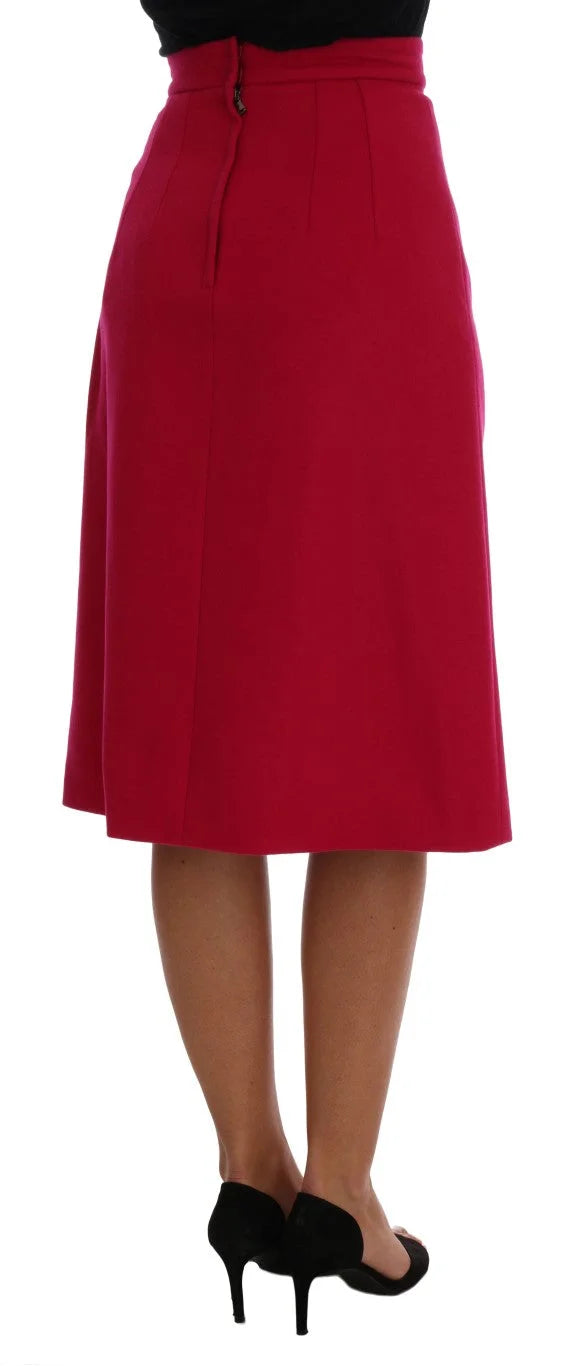 Dolce & Gabbana Pink Wool Knee Long A-Line Skirt - IT36 | XS - Skirts