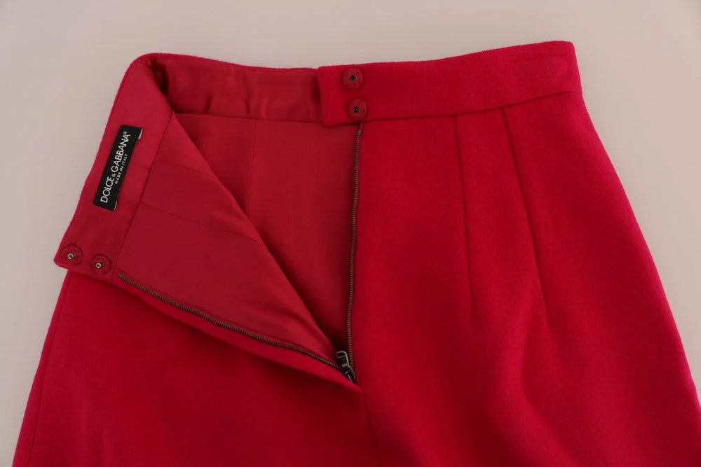 Dolce & Gabbana Pink Wool Knee Long A-Line Skirt - IT36 | XS - Skirts