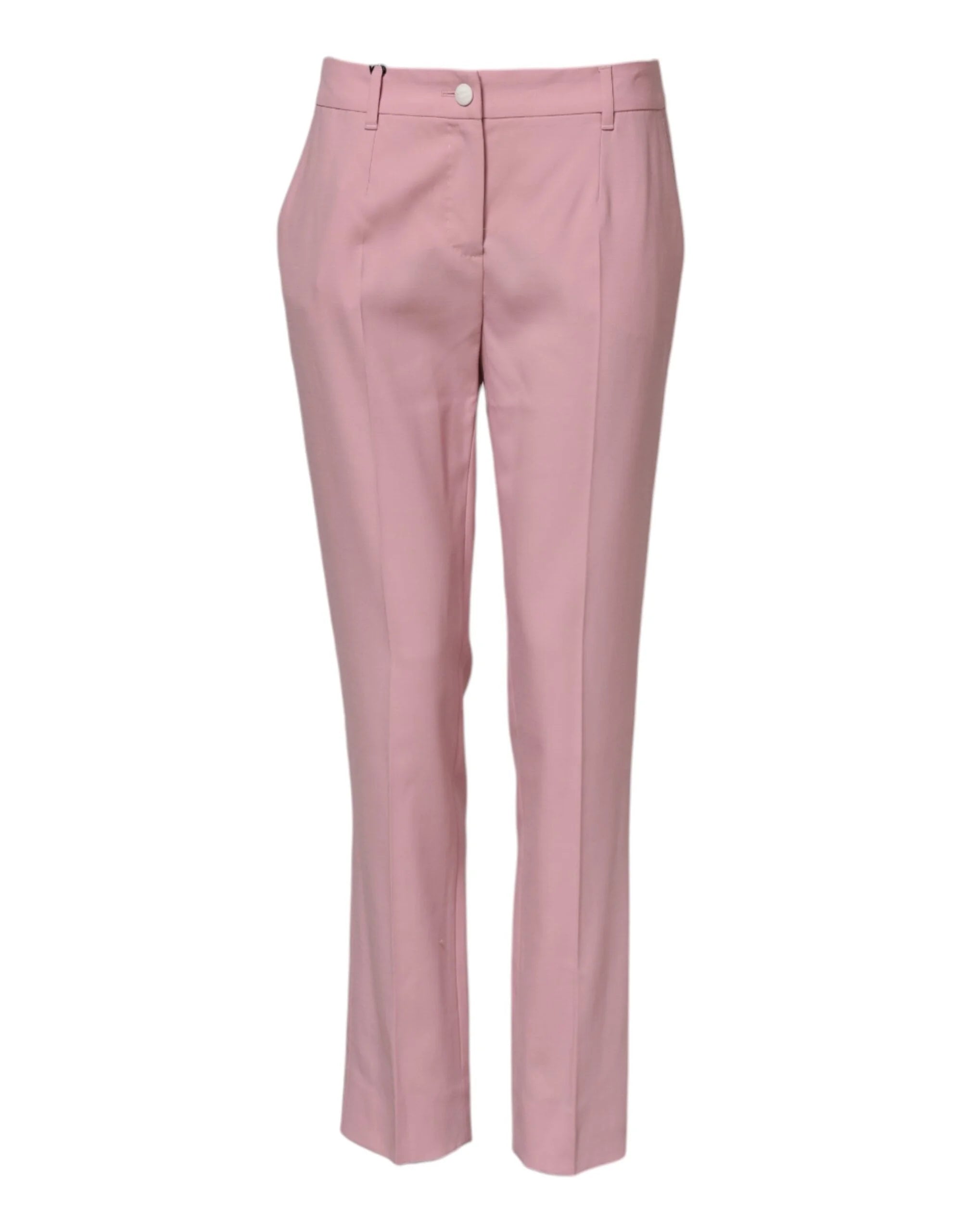 Dolce & Gabbana Pink Wool Mid Waist Tapered Pants - IT40|S - Trousers