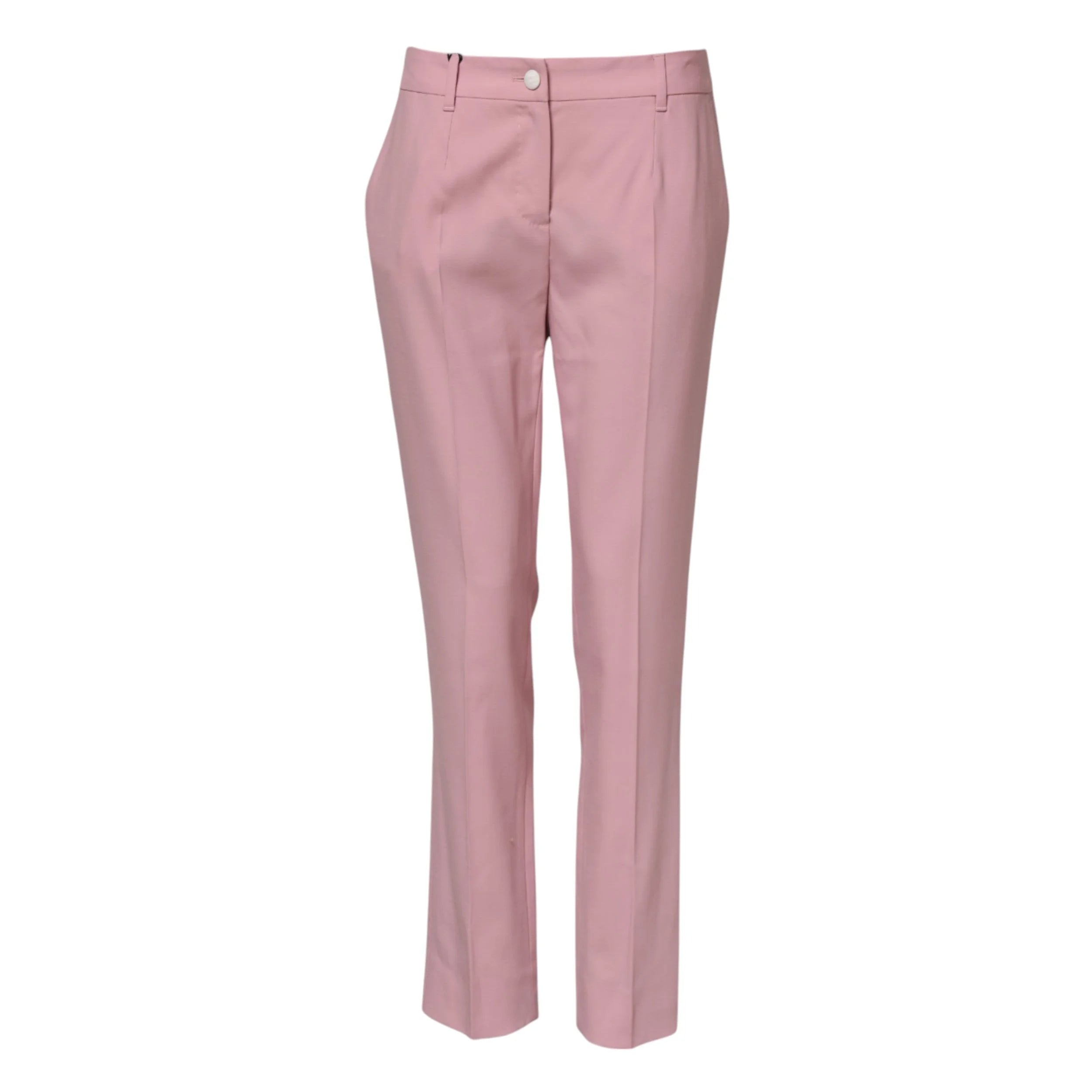 Dolce & Gabbana Pink Wool Mid Waist Tapered Pants - IT40|S - Trousers
