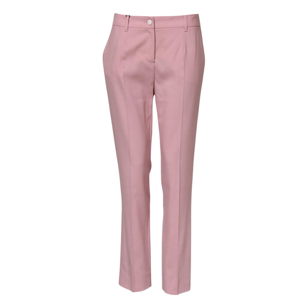 Dolce & Gabbana Pink Wool Mid Waist Tapered Pants - IT40|S - Trousers