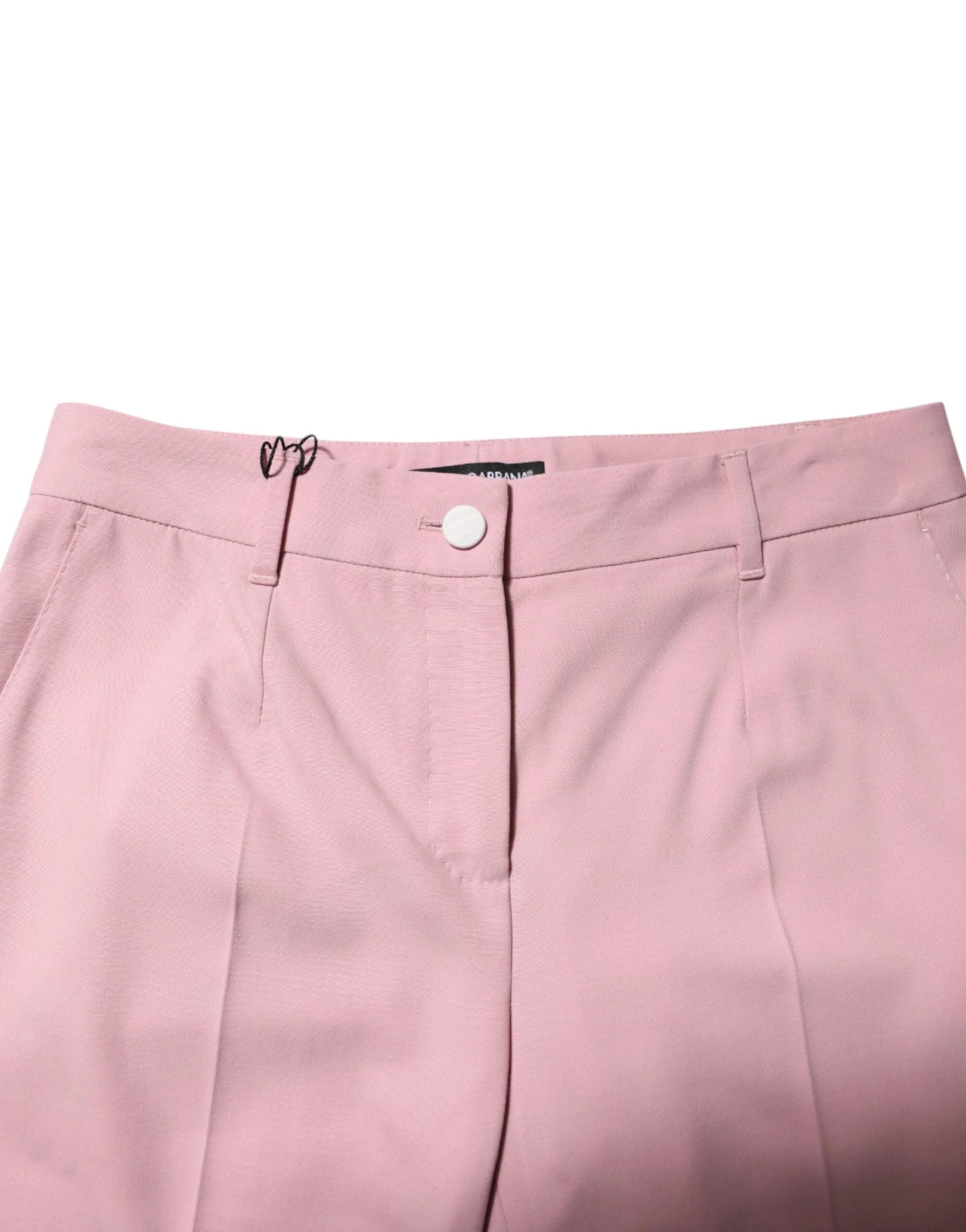 Dolce & Gabbana Pink Wool Mid Waist Tapered Pants - IT40|S - Trousers