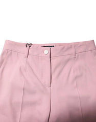 Dolce & Gabbana Pink Wool Mid Waist Tapered Pants - IT40|S - Trousers