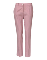 Dolce & Gabbana Pink Wool Mid Waist Tapered Pants - IT40|S - Trousers