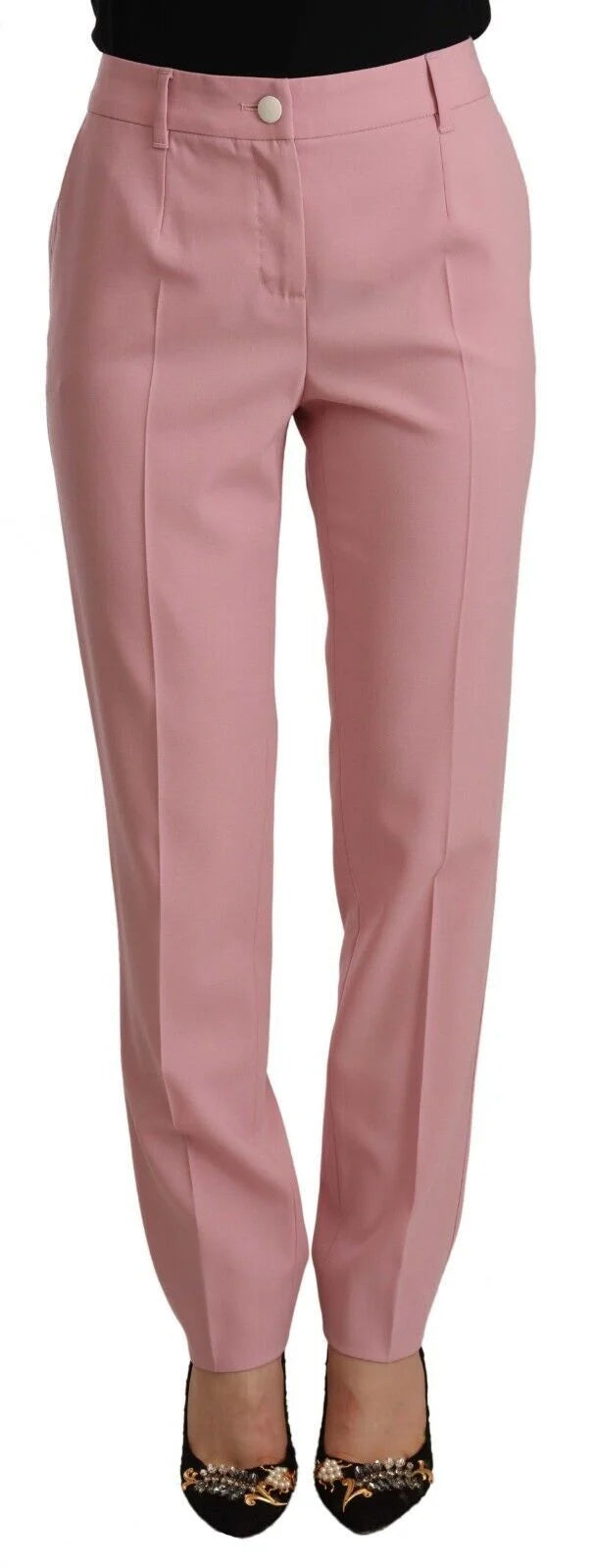 Dolce & Gabbana Pink Wool Stretch High Waist Trouser Pants - Trousers