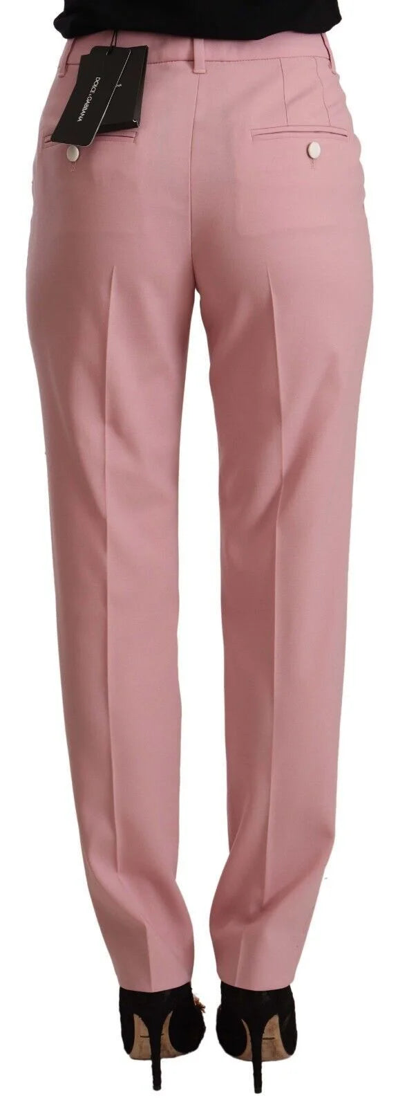 Dolce & Gabbana Pink Wool Stretch High Waist Trouser Pants - Trousers