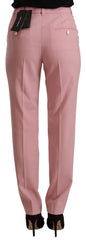 Dolce & Gabbana Pink Wool Stretch High Waist Trouser Pants - Trousers