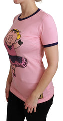 Dolce & Gabbana Pink YEAR OF THE PIG Top Cotton T-shirt - T-Shirts