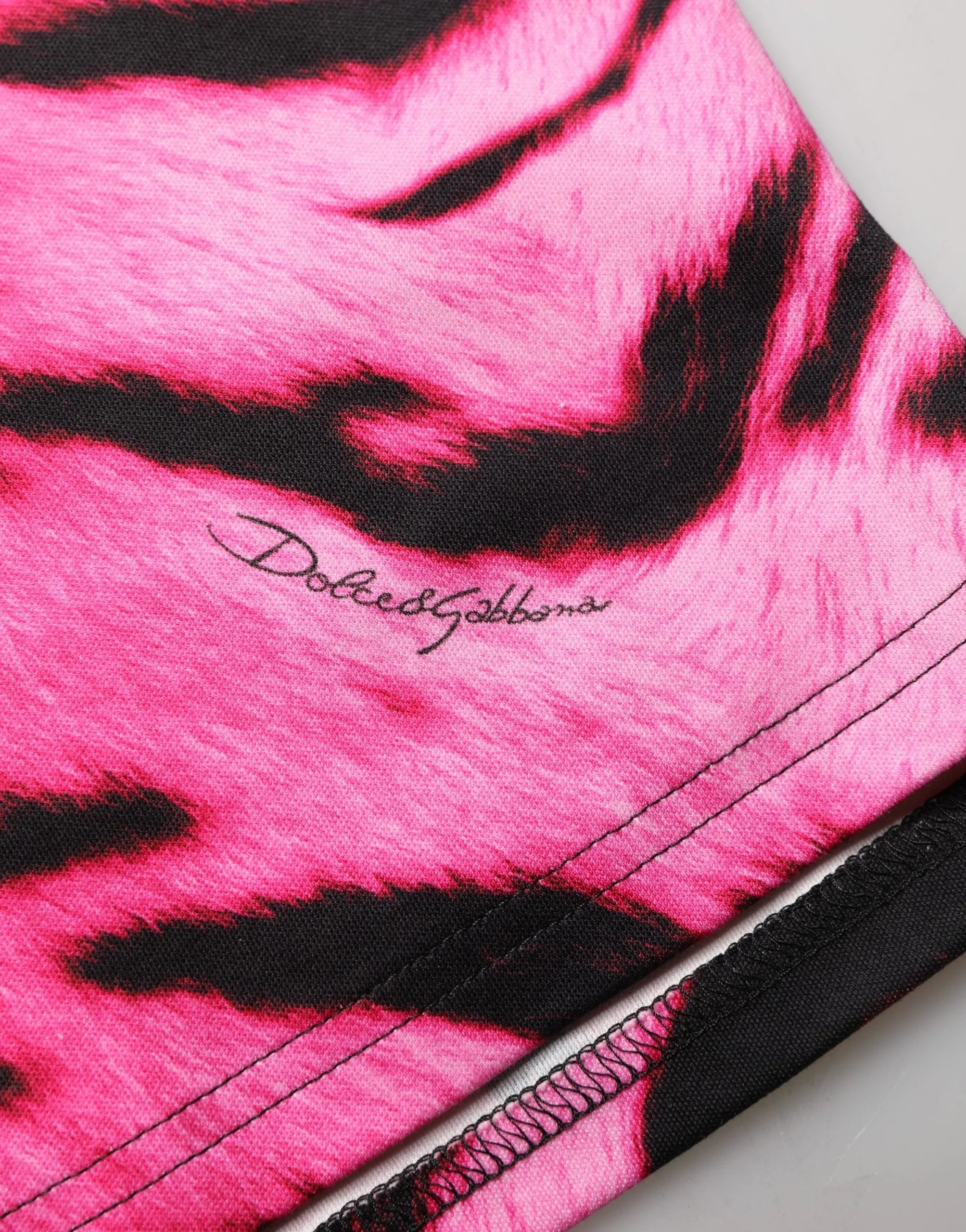 Dolce & Gabbana Pink Zebra Sleeveless Crew Neck Cropped T-shirt - IT36|XXS