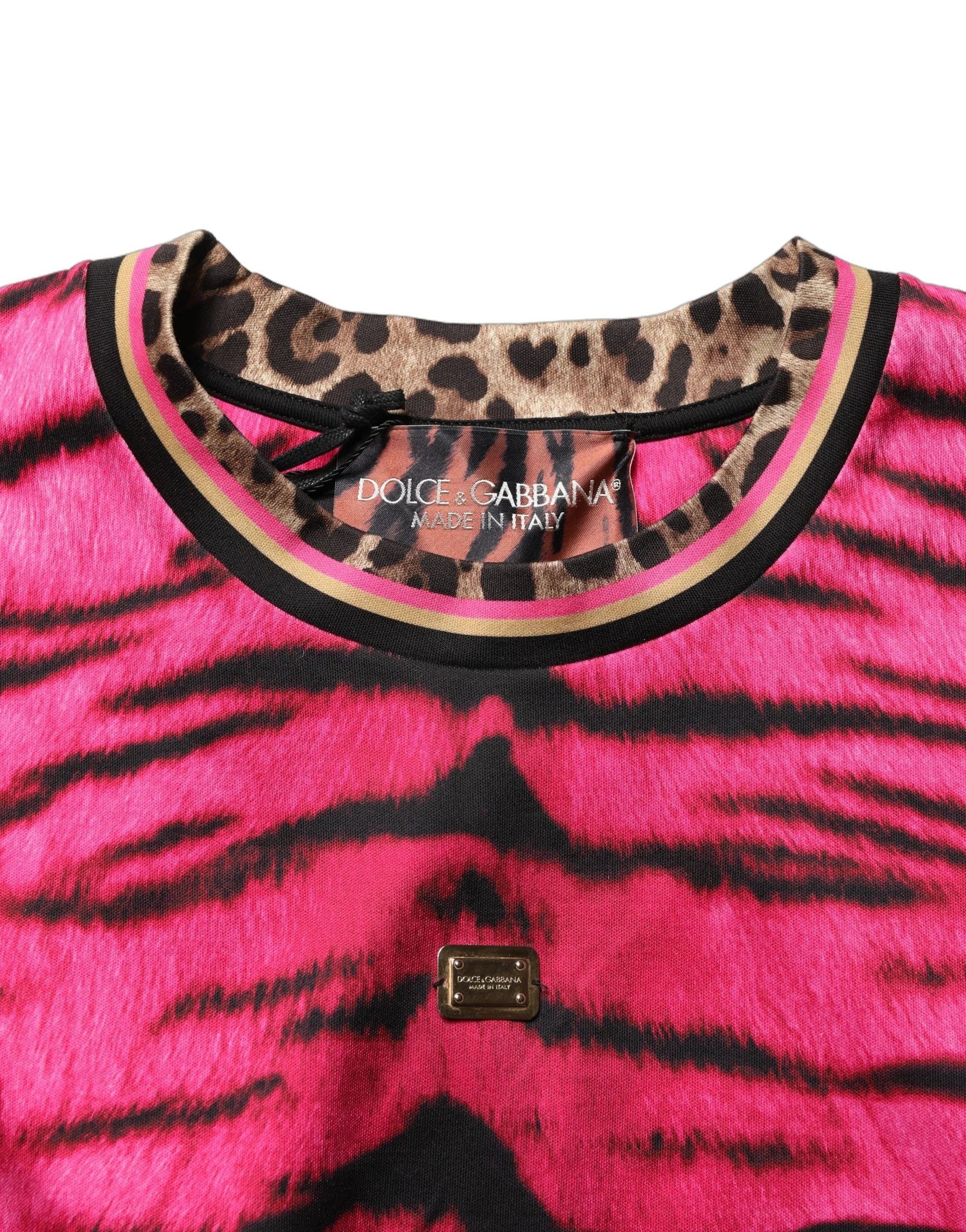 Dolce & Gabbana Pink Zebra Sleeveless Crew Neck Cropped T-shirt - IT36|XXS