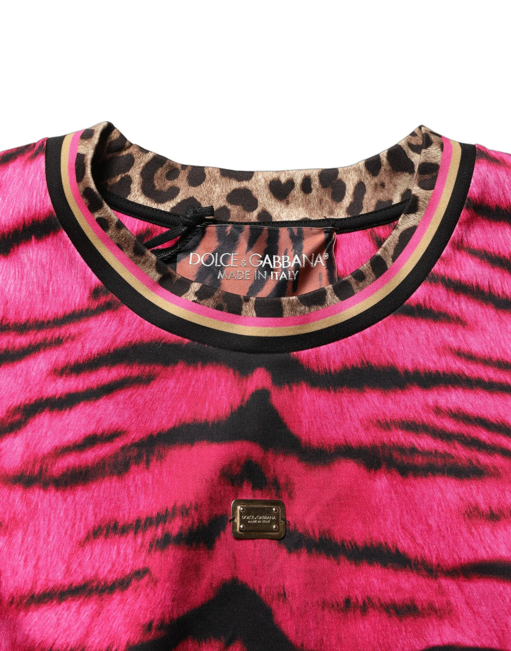 Dolce & Gabbana Pink Zebra Sleeveless Crew Neck Cropped T-shirt - IT36|XXS