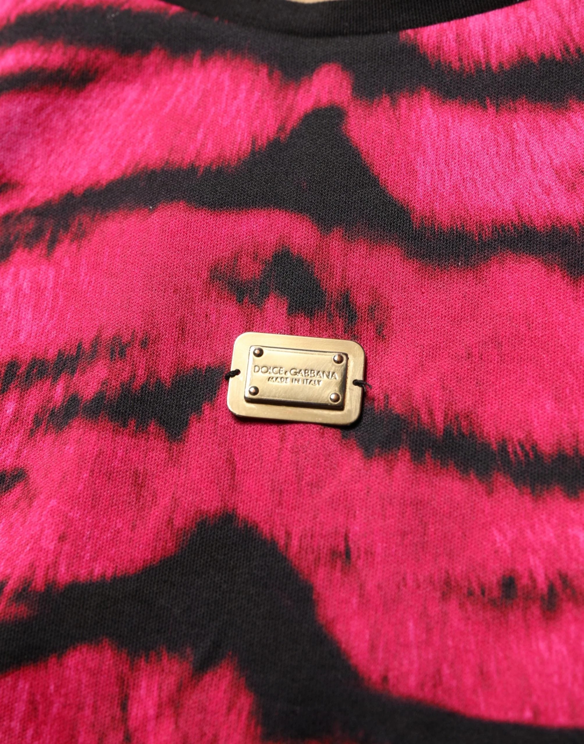 Dolce & Gabbana Pink Zebra Sleeveless Crew Neck Cropped T-shirt - IT36|XXS