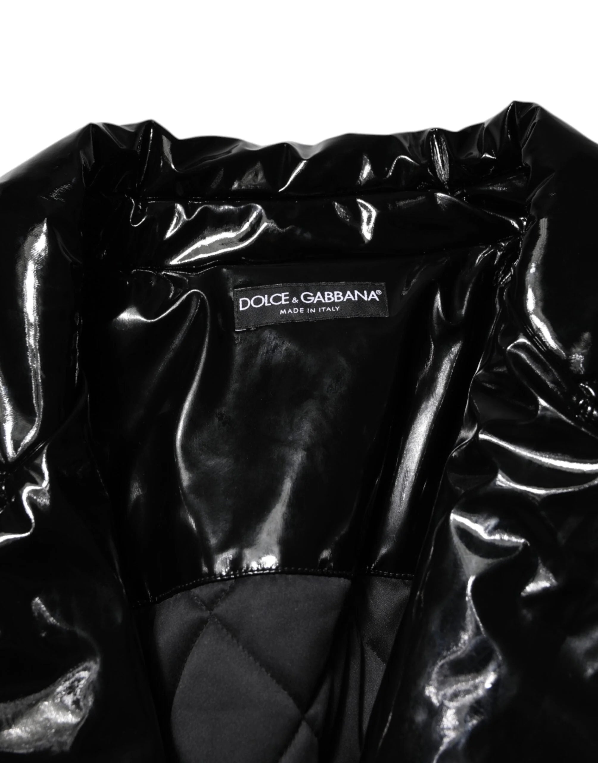 Dolce & Gabbana Polyester Black Quilted Puffer Coat Jacket