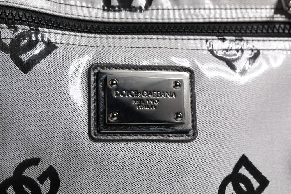Dolce & Gabbana Polyester Gray Black DG Logo Plaque Backpack Bag - Backpacks
