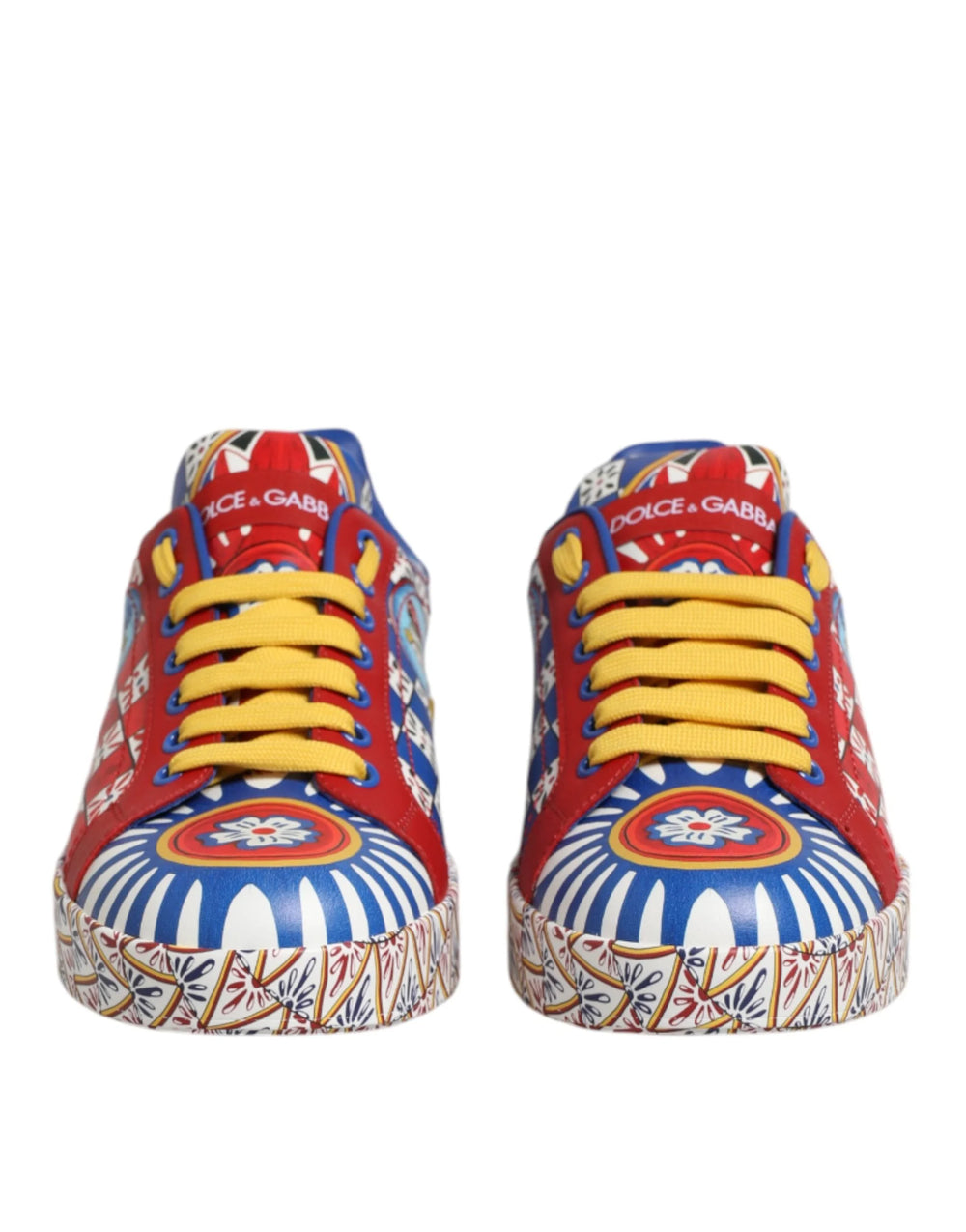 Dolce & Gabbana Portofino Carretto Printed Leather Sneakers Shoes - EU35.5/US5 - Sneakers