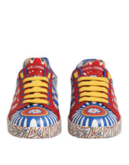 Dolce & Gabbana Portofino Carretto Printed Leather Sneakers Shoes - EU35.5/US5 - Sneakers