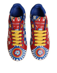 Dolce & Gabbana Portofino Carretto Printed Leather Sneakers Shoes - EU35.5/US5 - Sneakers