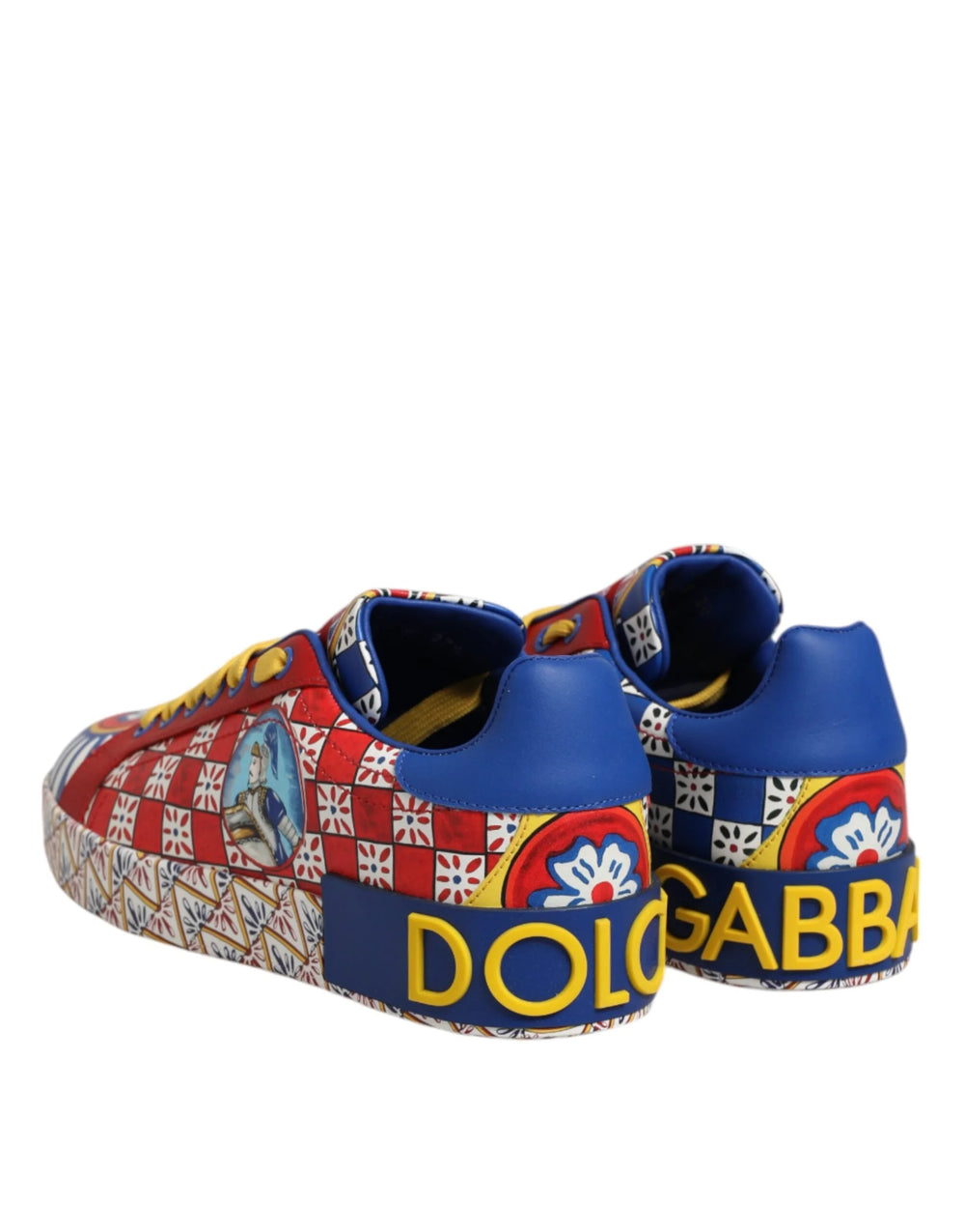 Dolce & Gabbana Portofino Carretto Printed Leather Sneakers Shoes - EU35.5/US5 - Sneakers