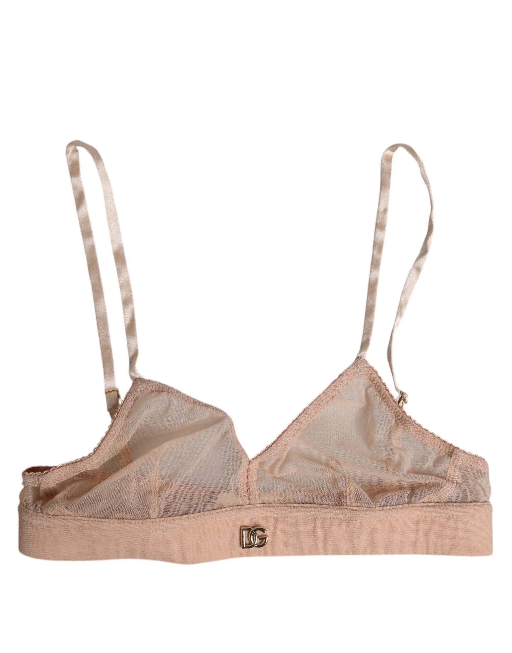 Dolce & Gabbana Powder Pink Nylon DG Logo Non Wire Bra Underwear - Bras
