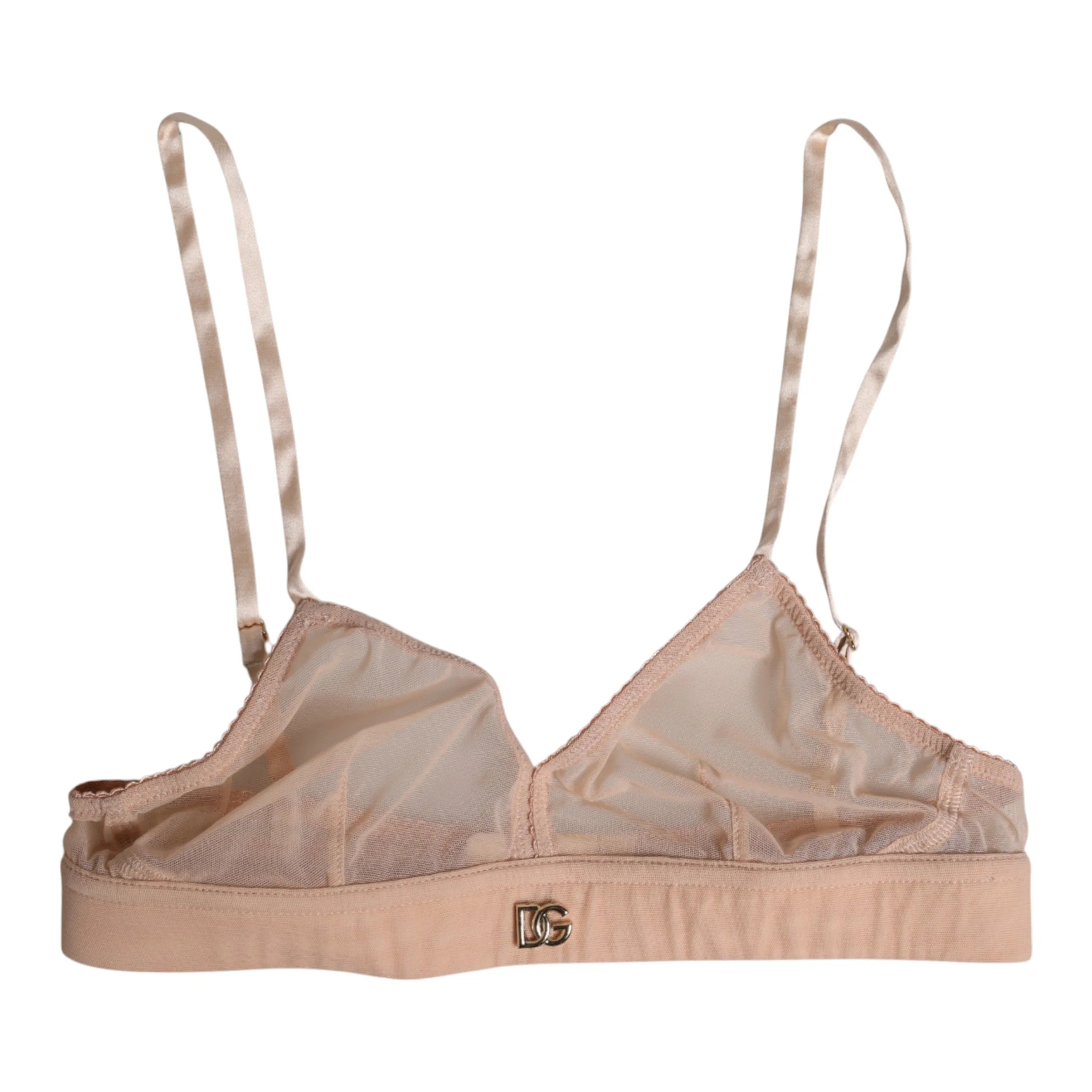 Dolce & Gabbana Powder Pink Nylon DG Logo Non Wire Bra Underwear - IT5 | XL - Bras
