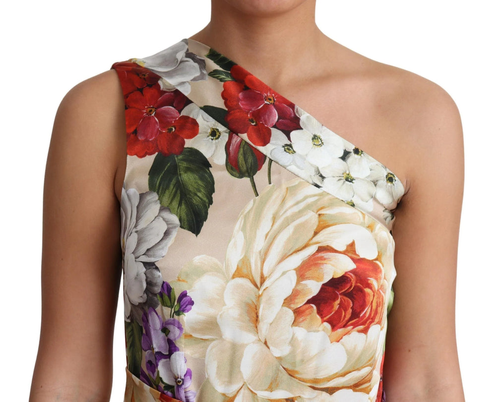 Dolce & Gabbana Print Silk Stretch One Shoulder Dress Floral - IT50|3XL - Dresses