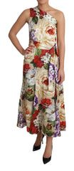 Dolce & Gabbana Print Silk Stretch One Shoulder Dress Floral - IT50|3XL - Dresses