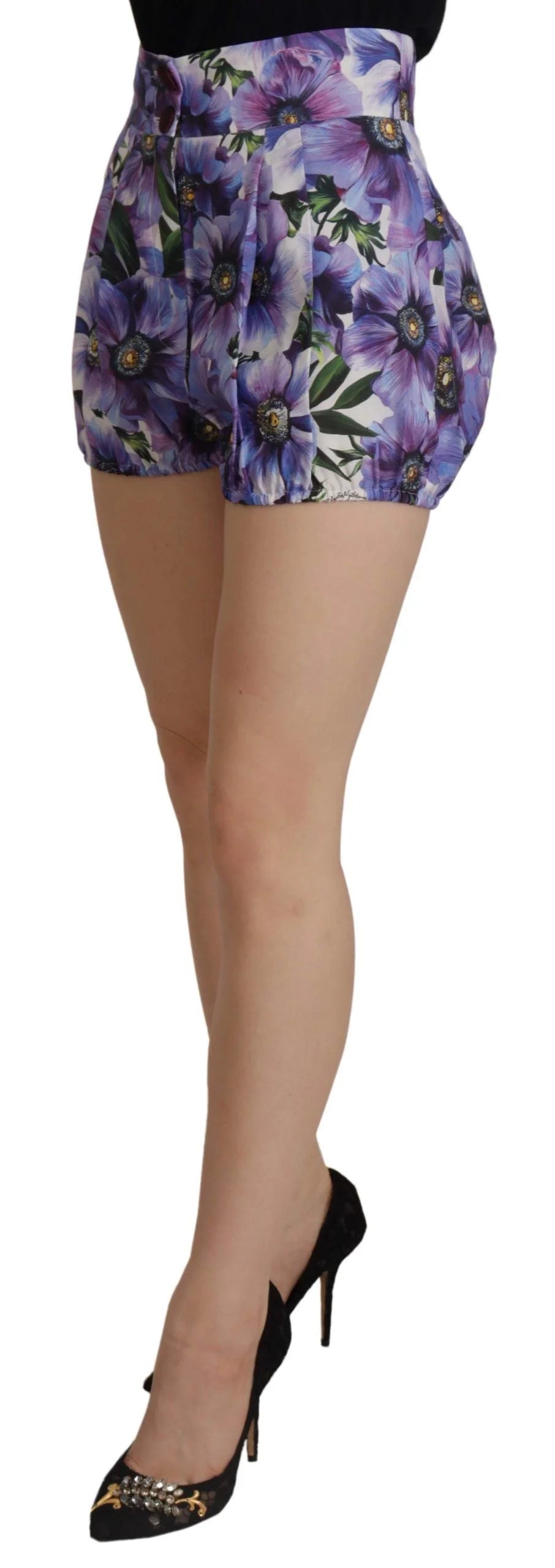 Dolce & Gabbana Purple Anemone High Waist Hot Pants Shorts - IT42|M - Short Trousers