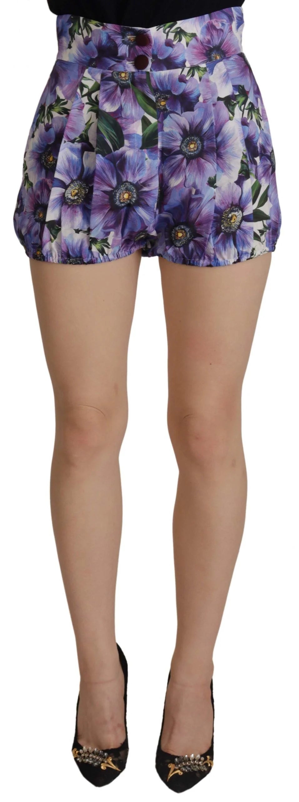Dolce & Gabbana Purple Anemone High Waist Hot Pants Shorts - IT42|M - Short Trousers