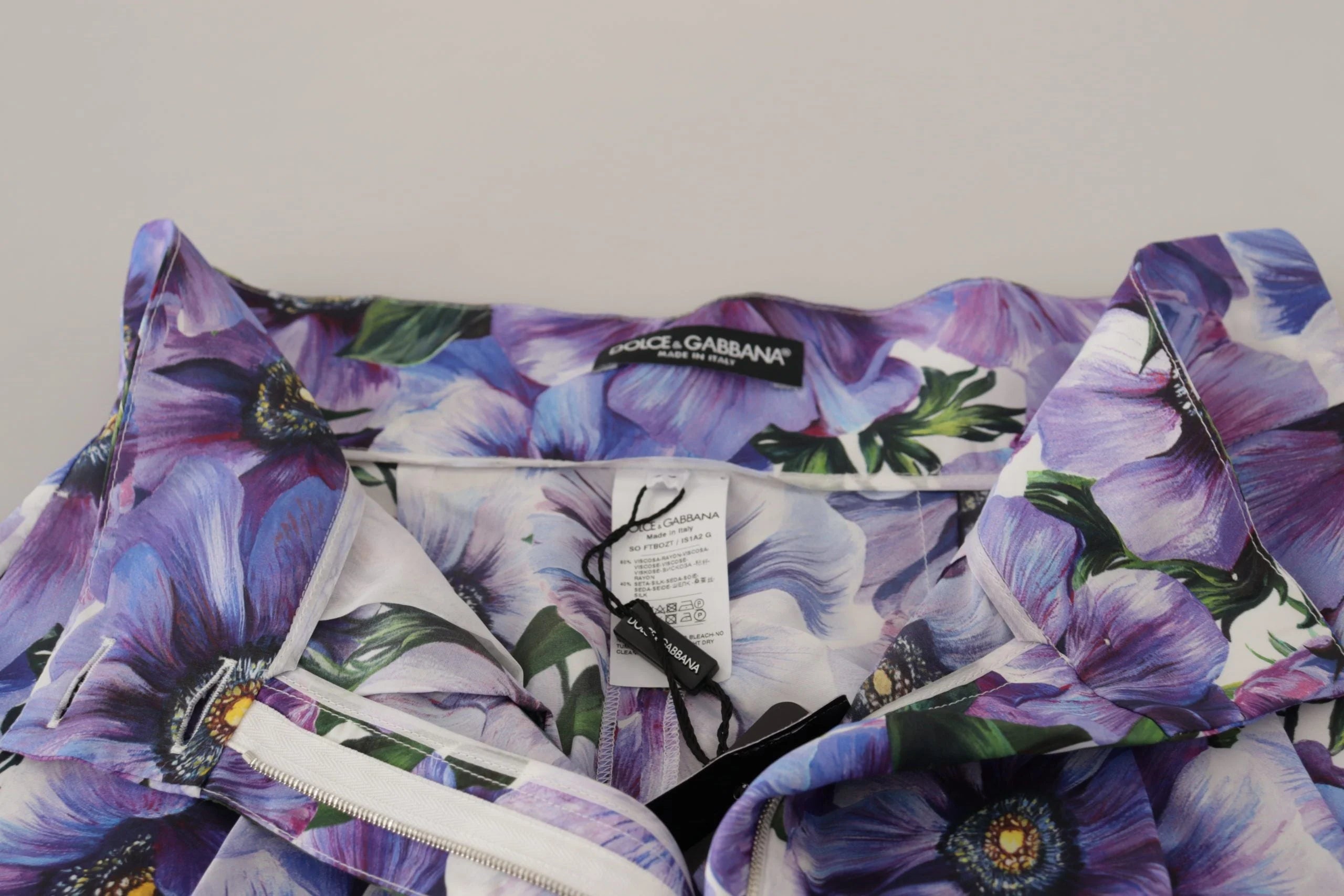 Dolce & Gabbana Purple Anemone High Waist Hot Pants Shorts - IT42|M - Short Trousers