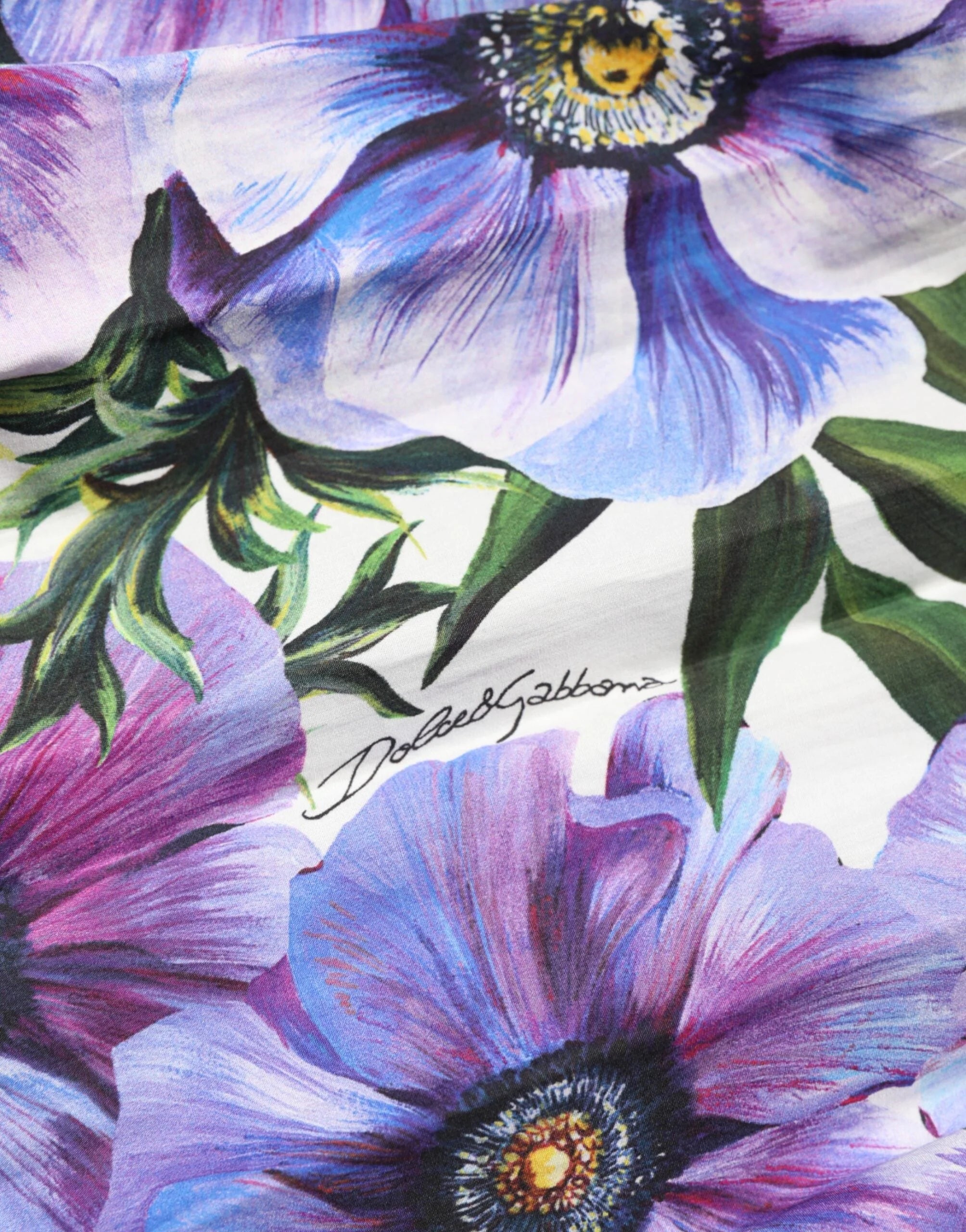 Dolce & Gabbana Purple Anemone Print Pleated Midi Dress - IT36|XXS