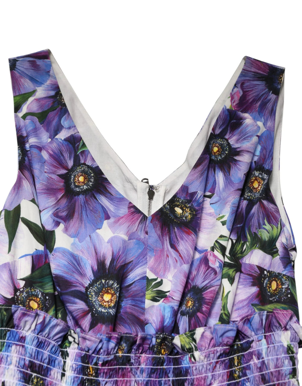 Dolce & Gabbana Purple Anemone Print Pleated Midi Dress - IT36|XXS