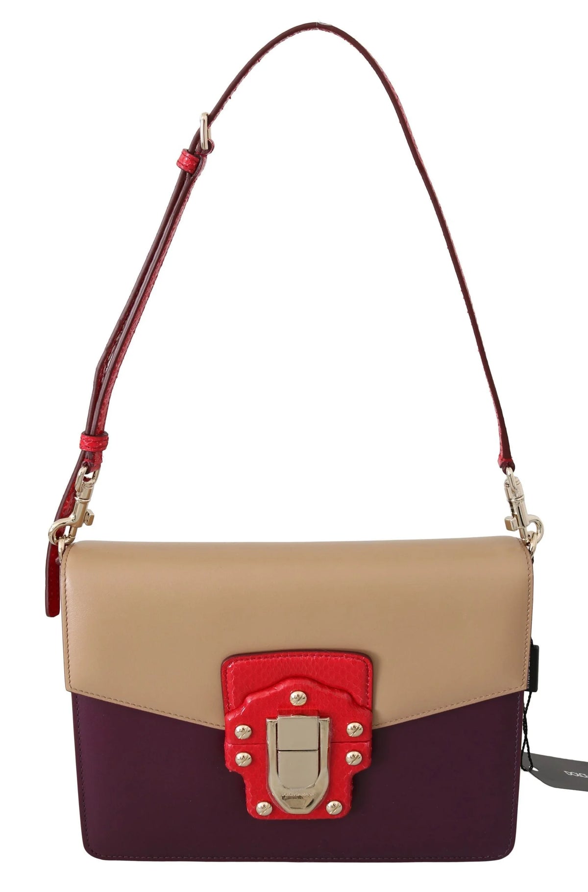 Dolce & Gabbana Purple Beige Red Leather Crossbody Purse Bag - Cross Body Bags