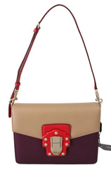 Dolce & Gabbana Purple Beige Red Leather Crossbody Purse Bag - Cross Body Bags