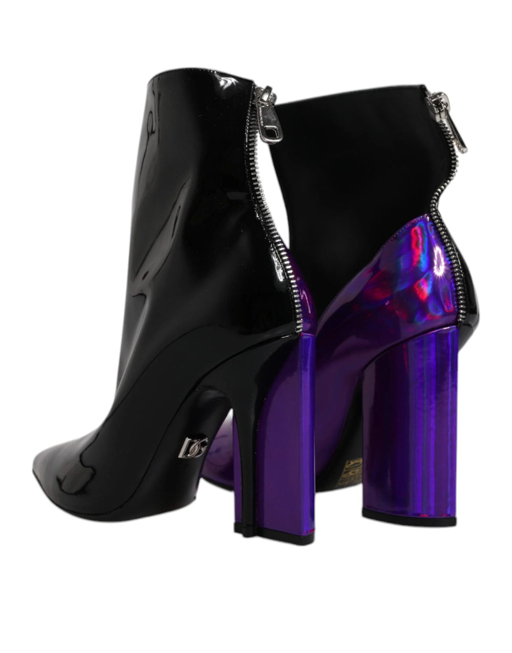 Dolce & Gabbana Purple Black Pointed Ankle Boots Shoes - EU36/US6