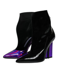 Dolce & Gabbana Purple Black Pointed Ankle Boots Shoes - EU36/US6 - Boots
