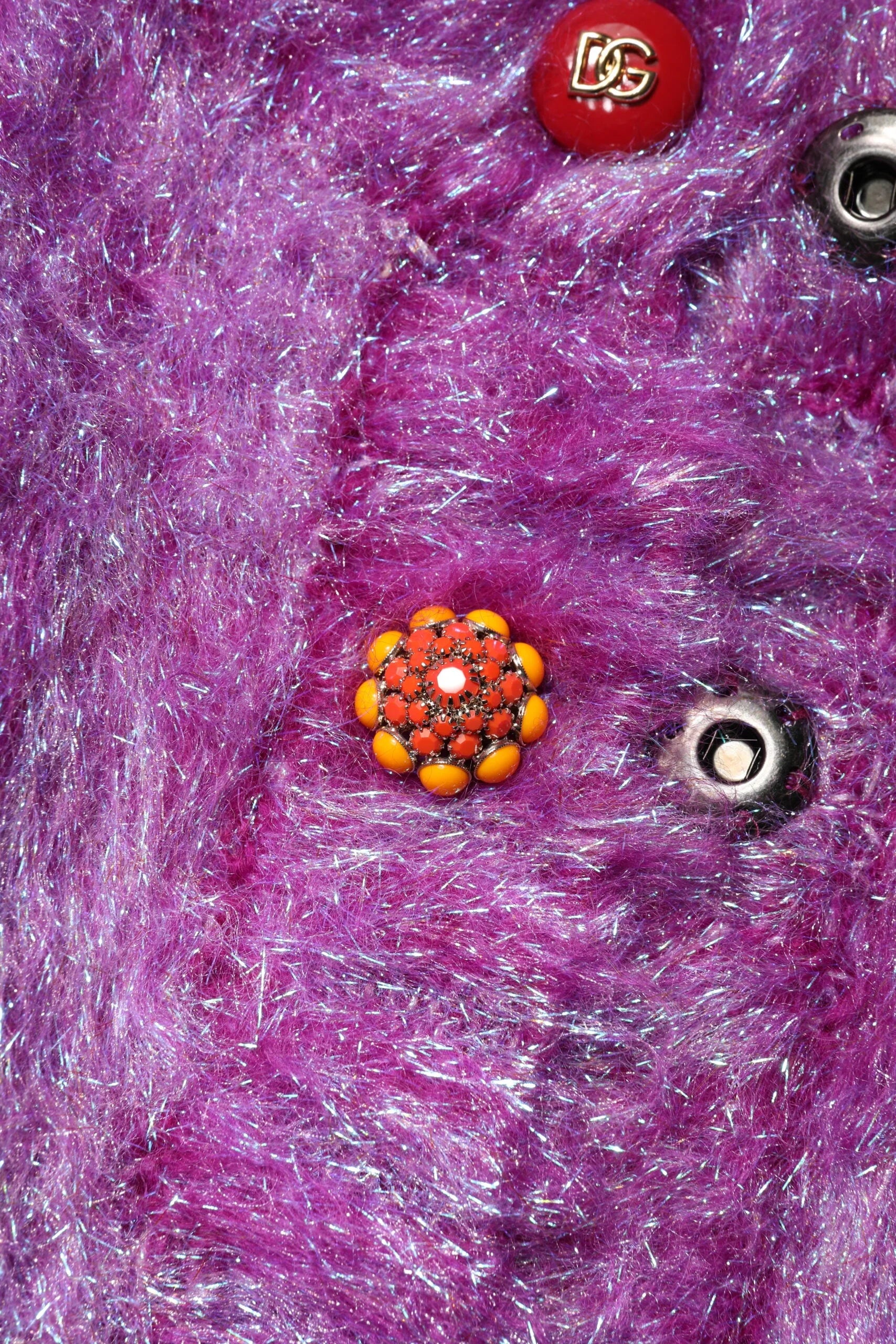 Dolce & Gabbana Purple Button Embellished Trench Coat Jacket - Trench Coats