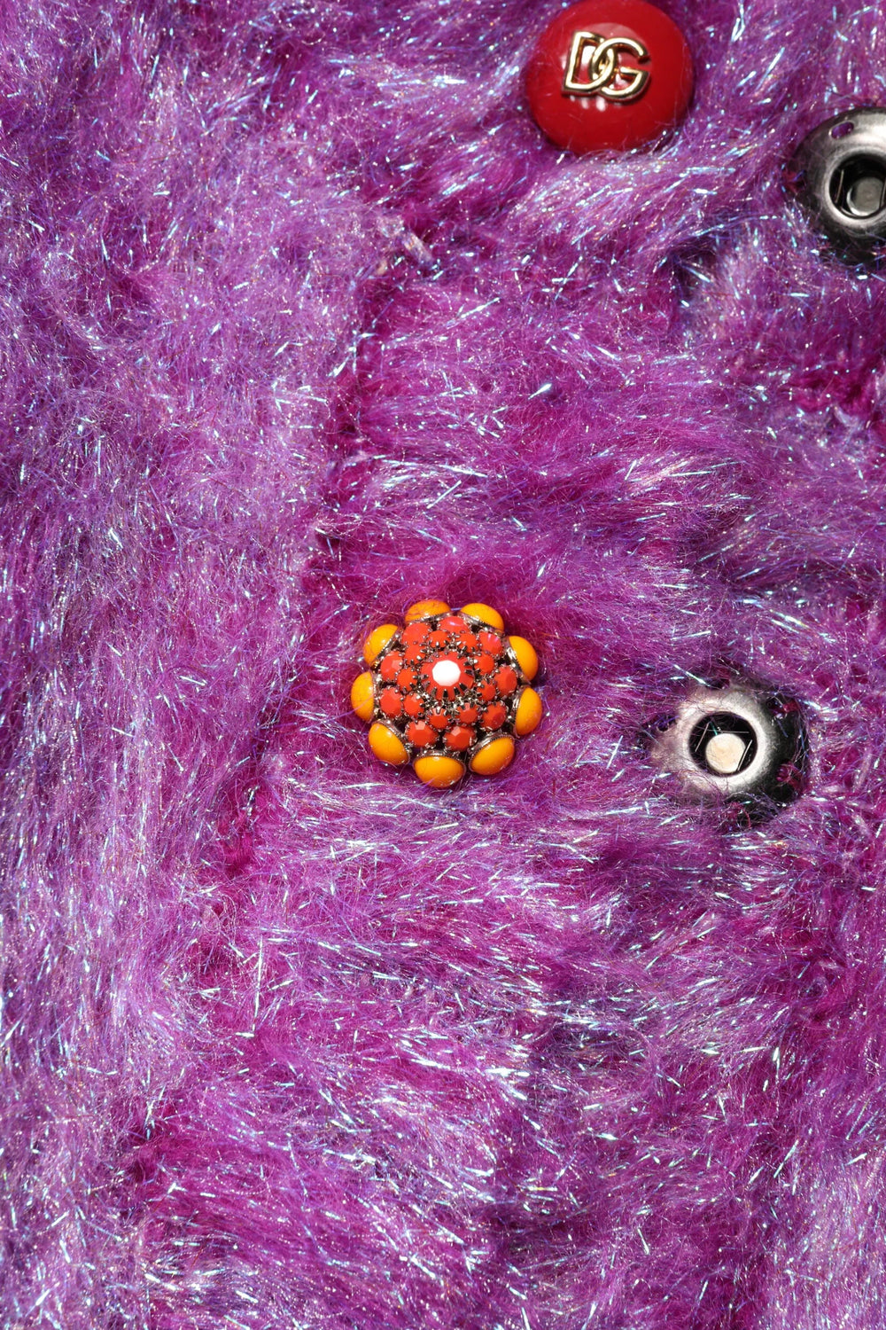 Dolce & Gabbana Purple Button Embellished Trench Coat Jacket - Trench Coats