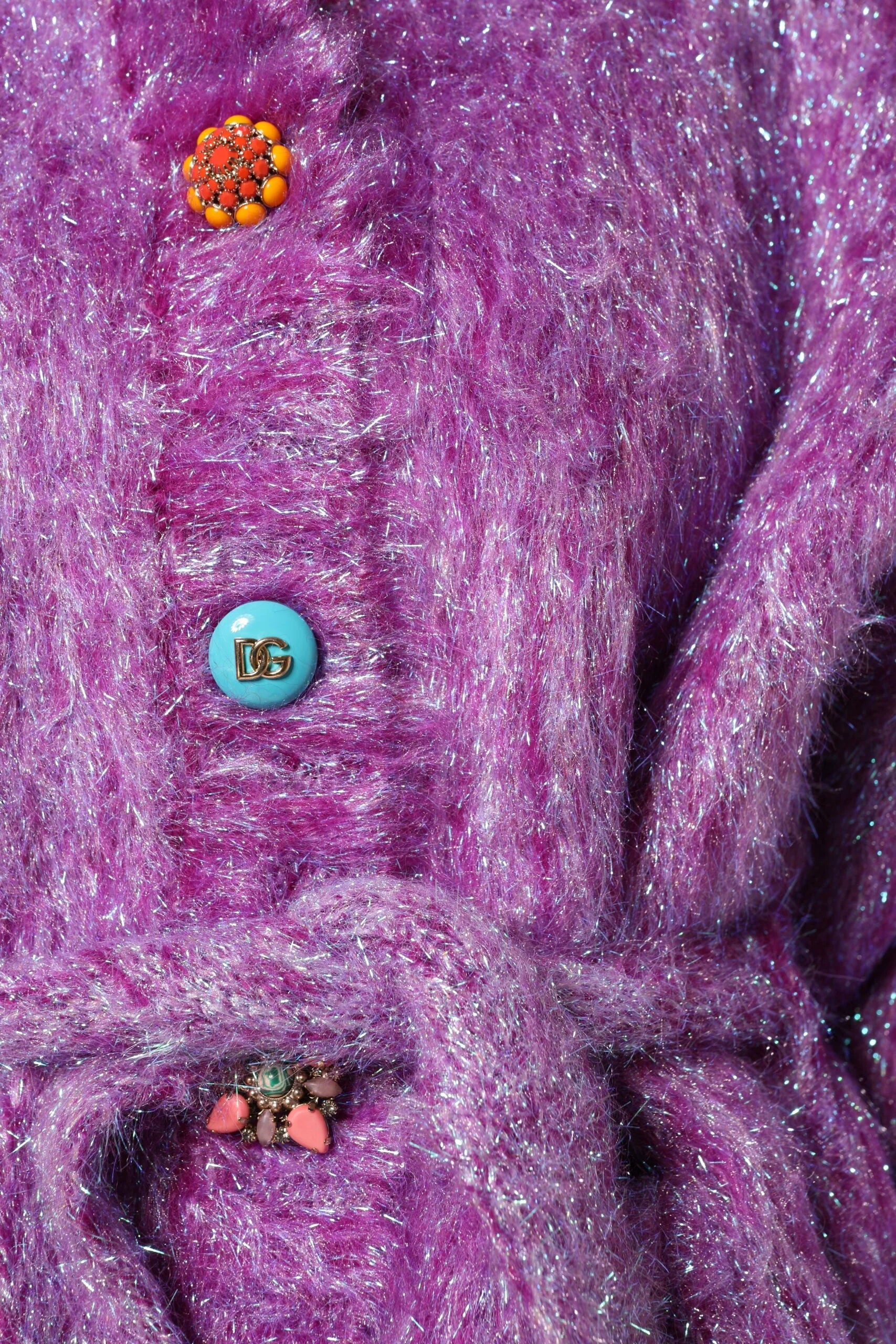 Dolce & Gabbana Purple Button Embellished Trench Coat Jacket - Trench Coats