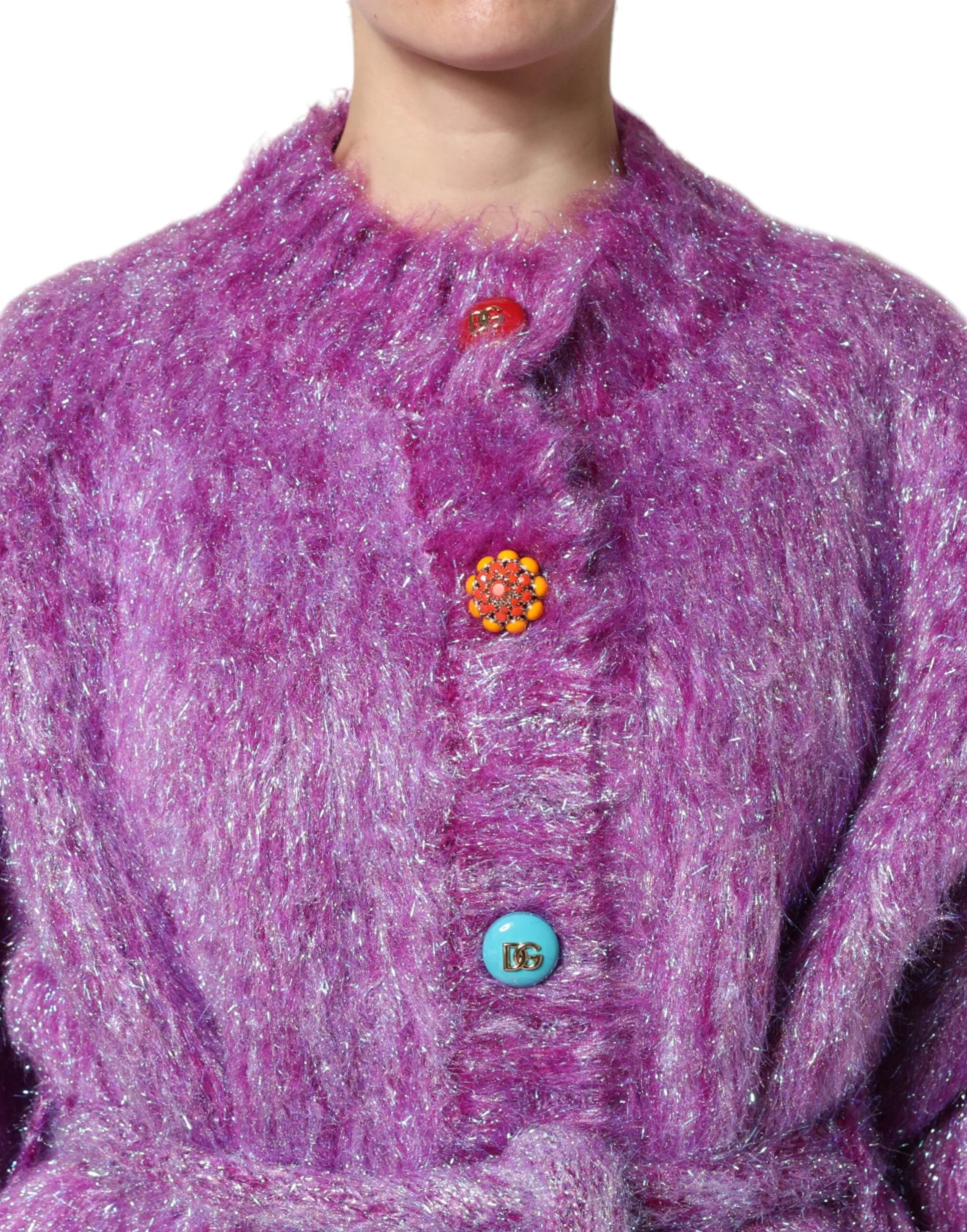 Dolce & Gabbana Purple Button Embellished Trench Coat Jacket - Trench Coats