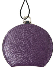 Dolce & Gabbana Purple Calfskin Leather Round Hand Mirror Holder - Face Mirrors