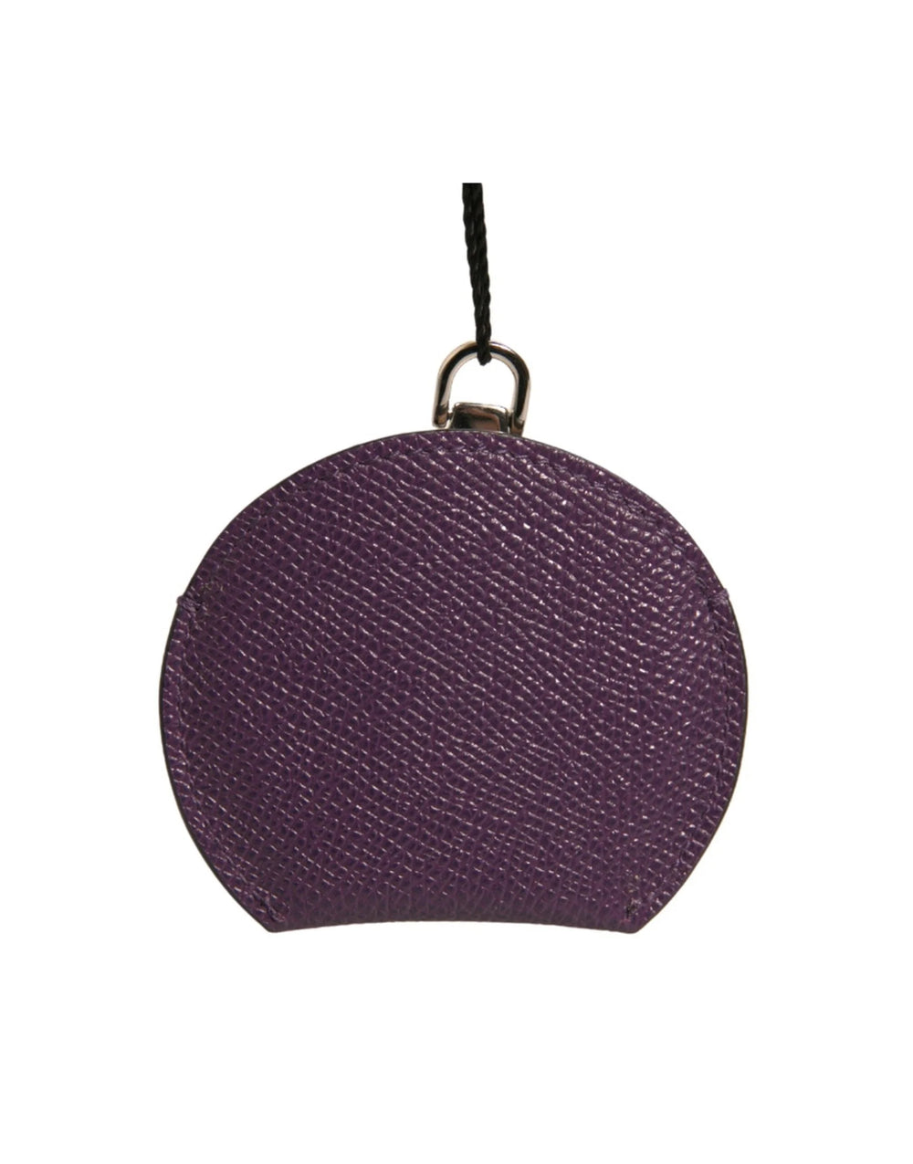 Dolce & Gabbana Purple Calfskin Leather Round Logo Hand Mirror Holder - Face Mirrors