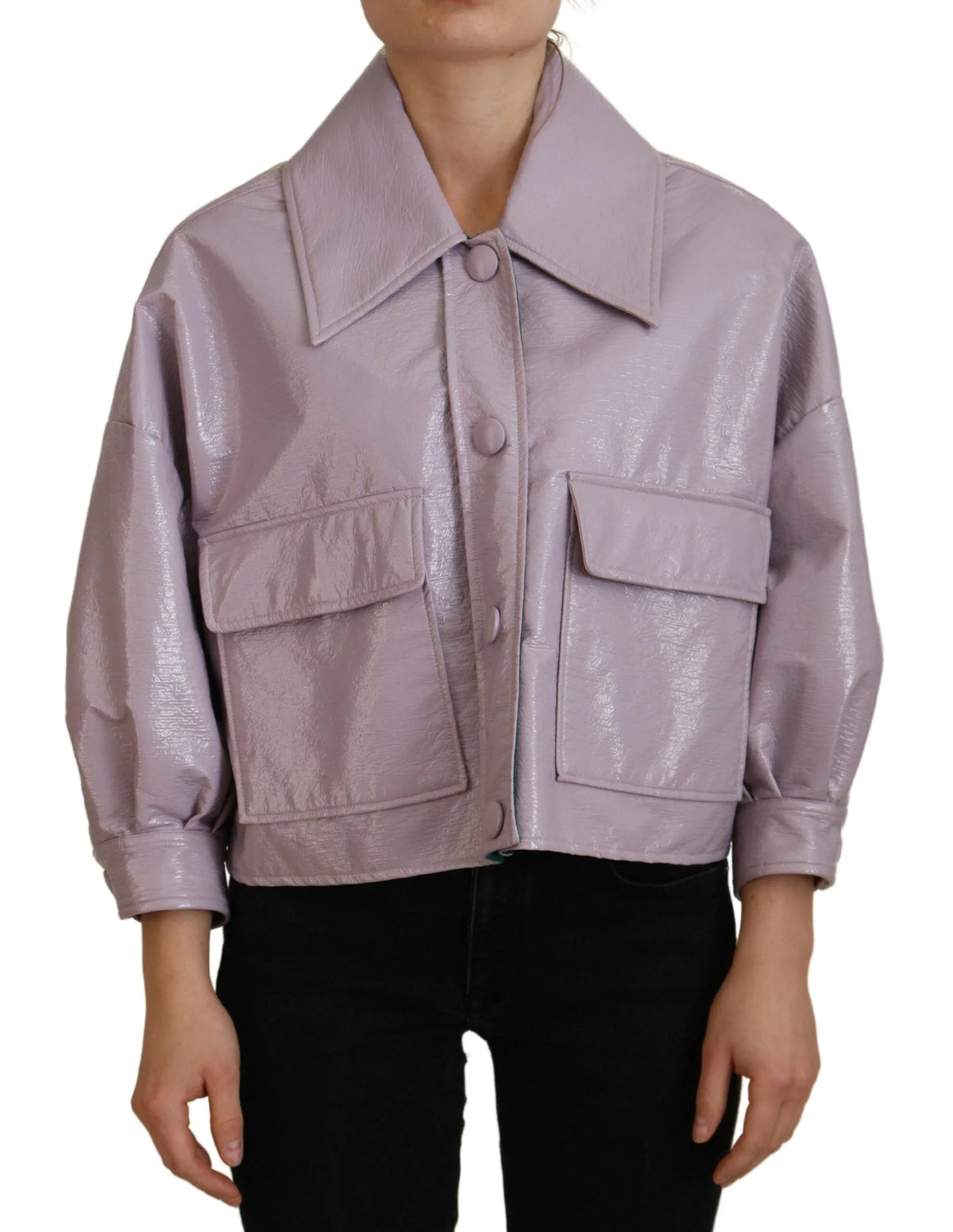 Dolce & Gabbana Purple Cotton Button Down Cropped Jacket - IT40|S - Trucker Jackets