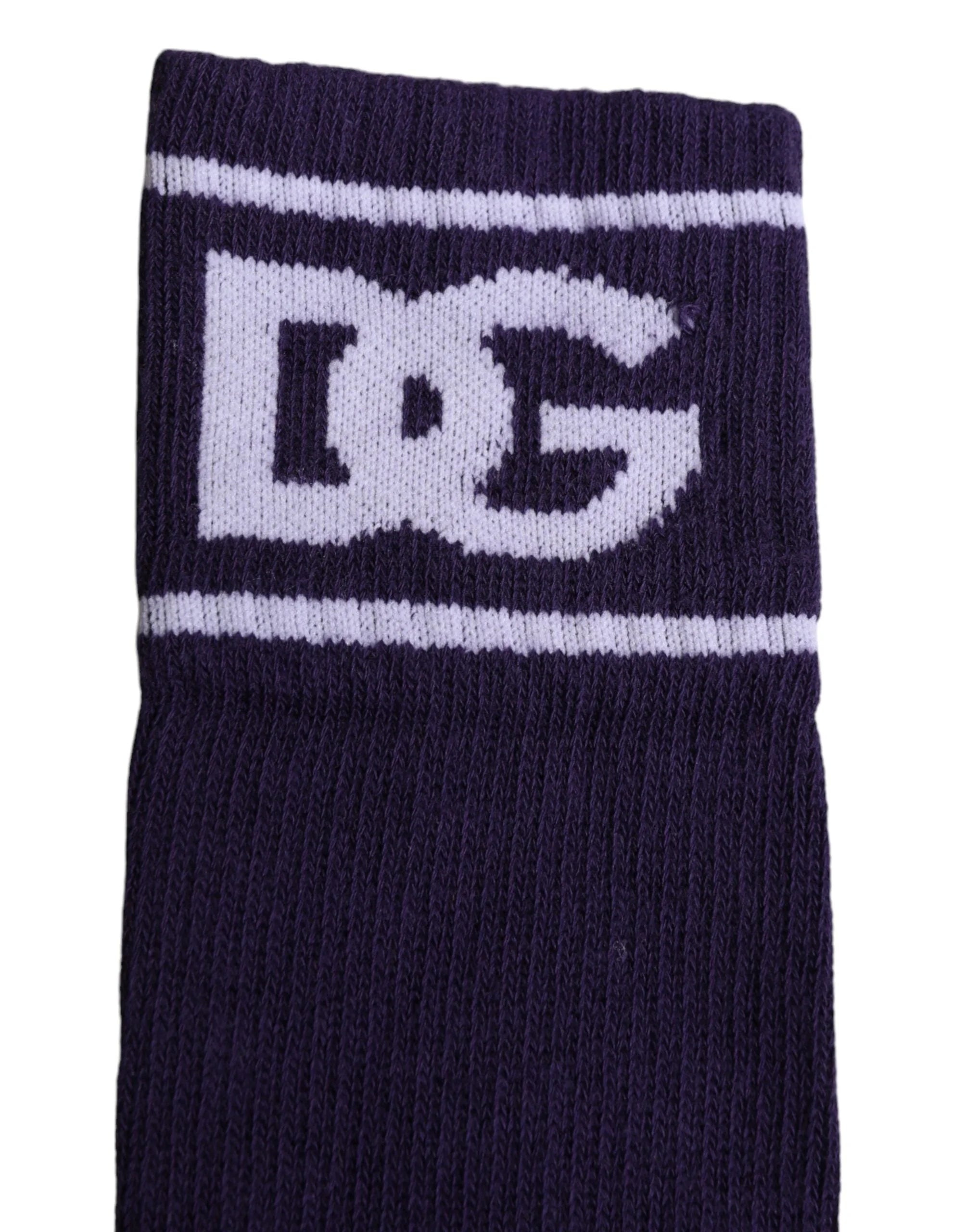 Dolce & Gabbana Purple Cotton DG Logo Print Open Toe Socks - Crew Socks