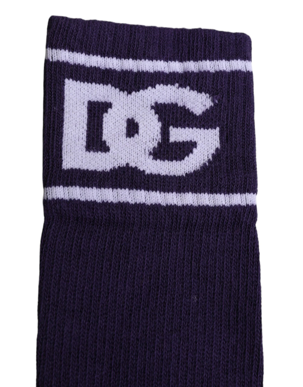 Dolce & Gabbana Purple Cotton DG Logo Print Open Toe Socks - Crew Socks