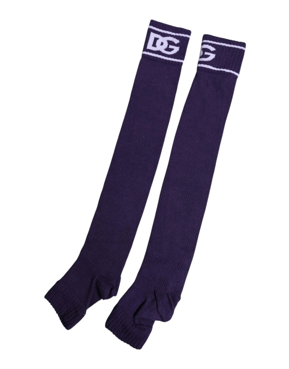 Dolce & Gabbana Purple Cotton DG Logo Print Open Toe Socks - Crew Socks