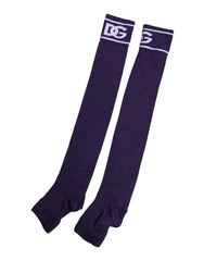 Dolce & Gabbana Purple Cotton DG Logo Print Open Toe Socks - Crew Socks