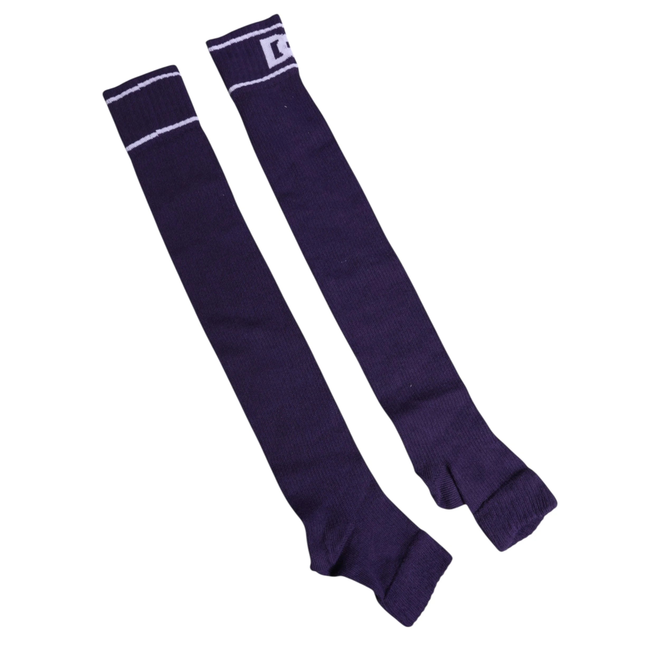 Dolce & Gabbana Purple Cotton DG Logo Print Open Toe Socks - Crew Socks