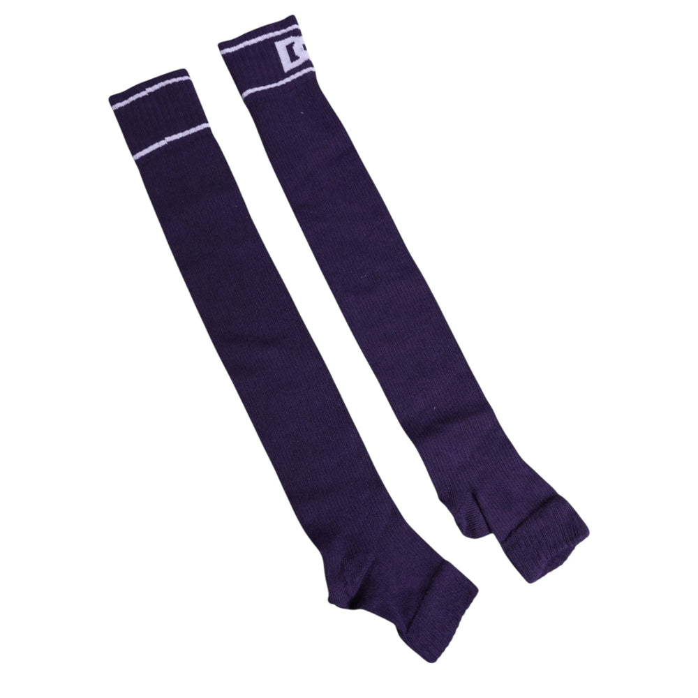 Dolce & Gabbana Purple Cotton DG Logo Print Open Toe Socks - Crew Socks