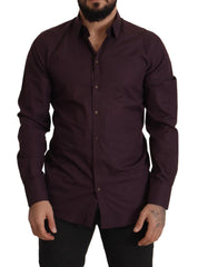 Dolce & Gabbana Purple Cotton GOLD Slim Fit Dress Shirt - IT41 | L - Shirts