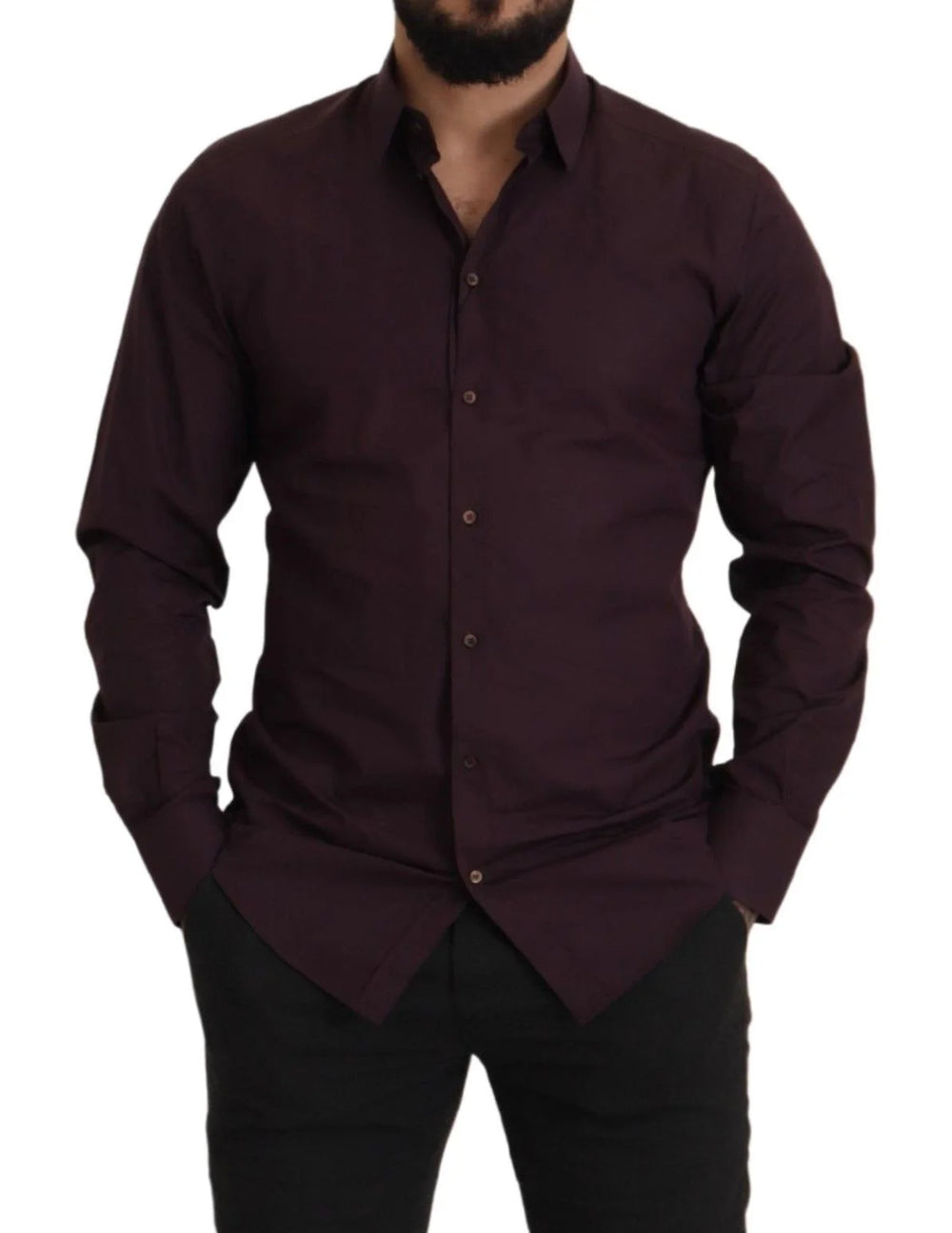 Dolce & Gabbana Purple Cotton GOLD Slim Fit Dress Shirt - IT41 | L - Shirts